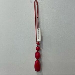 Decouture Red Resin Drop Pendant Necklace Adjustable Length